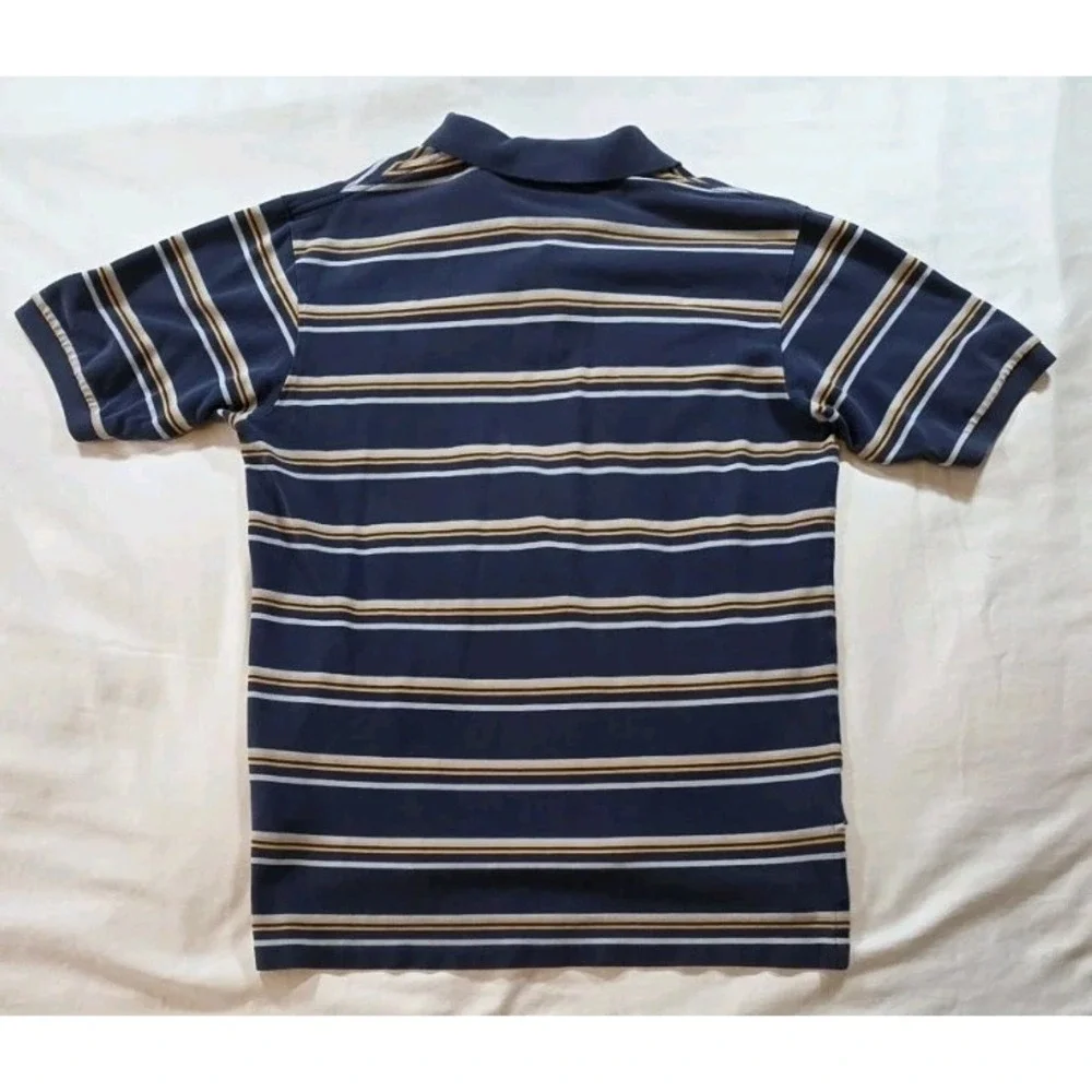 Polo Ralph‎ Lauren Polo Shirt Mens Large Navy Blue Striped Cotton Short Sleeve